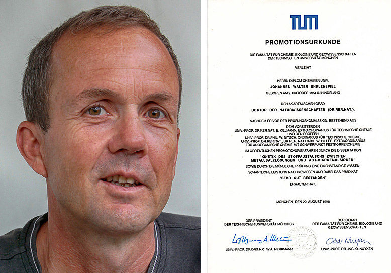 Portrait J.E. + Promotionsurkunde